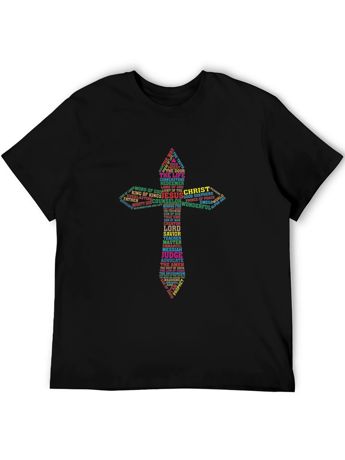 Word Art Cross Graphic Print Mens T-Shirt