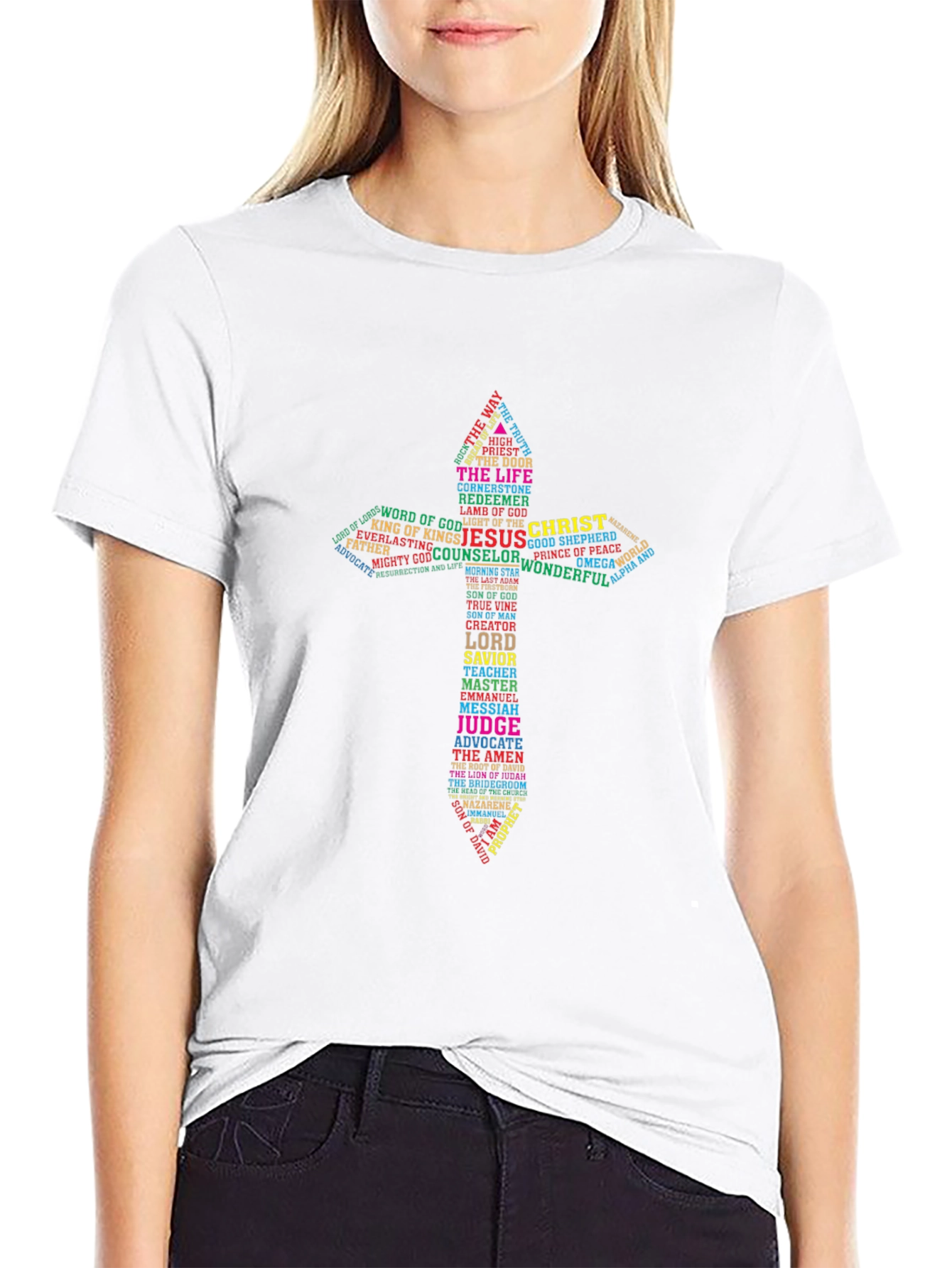 Word Art Cross Graphic Print Mens T-Shirt