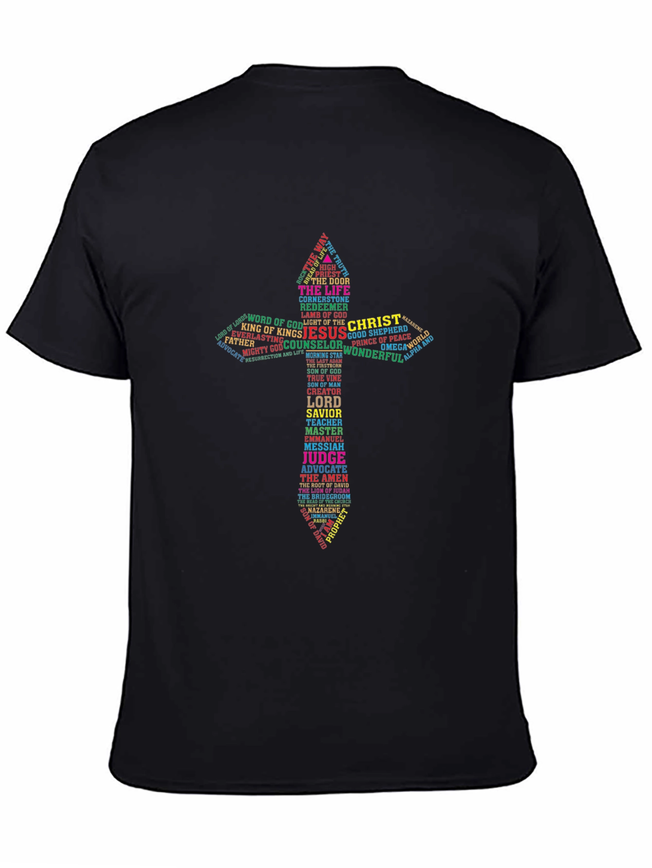 Word Art Cross Graphic Print Mens T-Shirt