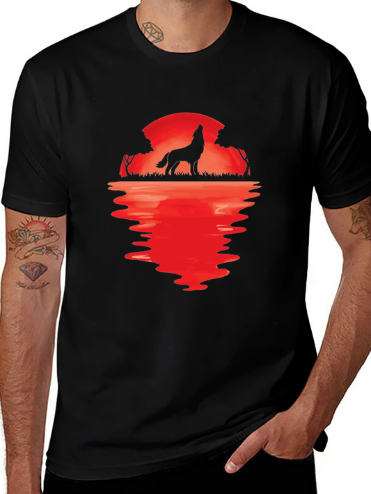 Wolf Howling at Moon Graphic Tee