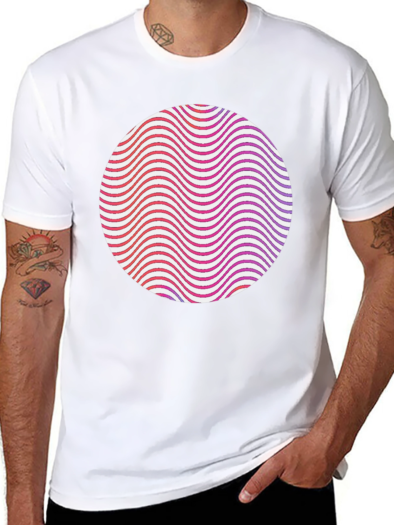 Abstract Circle Graphic Tee - Modern Style