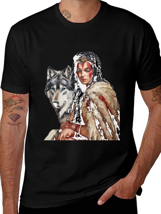 Wolf & Warrior T-Shirt - Black
