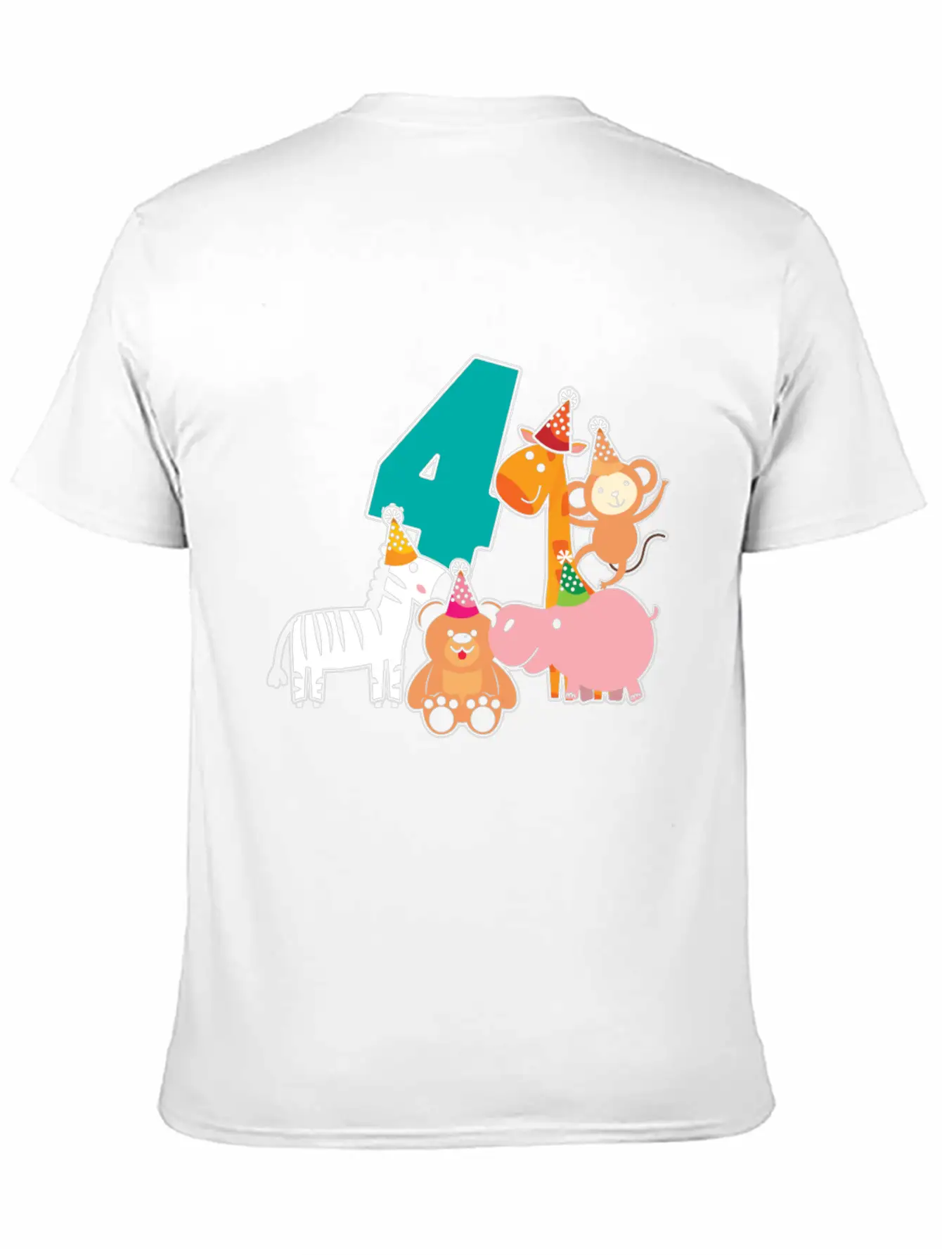 4th Birthday 4 Years Jungle Animals Safari Casual Graphic T-Shirt – Simple And Comfortable Daily Wear