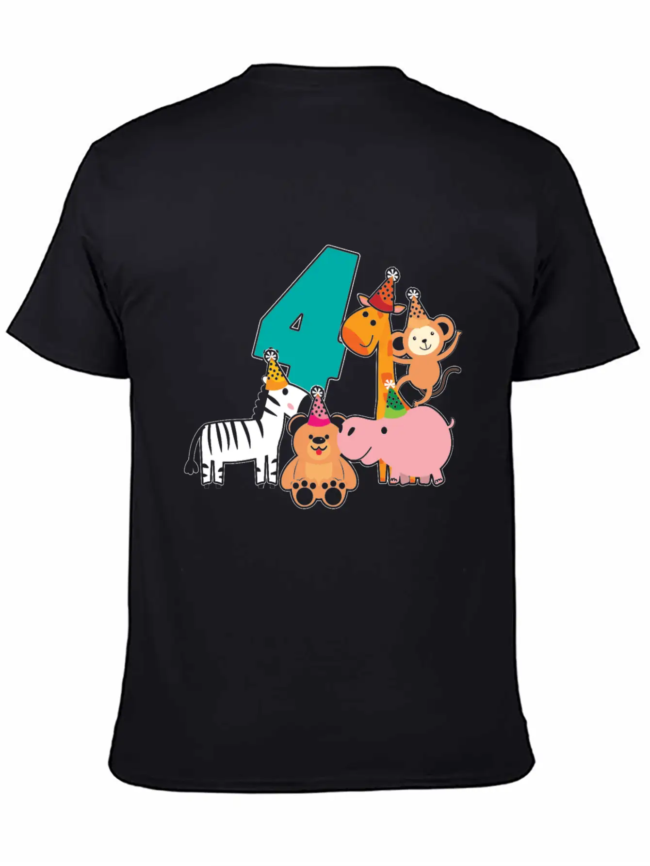4th Birthday 4 Years Jungle Animals Safari Casual Graphic T-Shirt – Simple And Comfortable Daily Wear