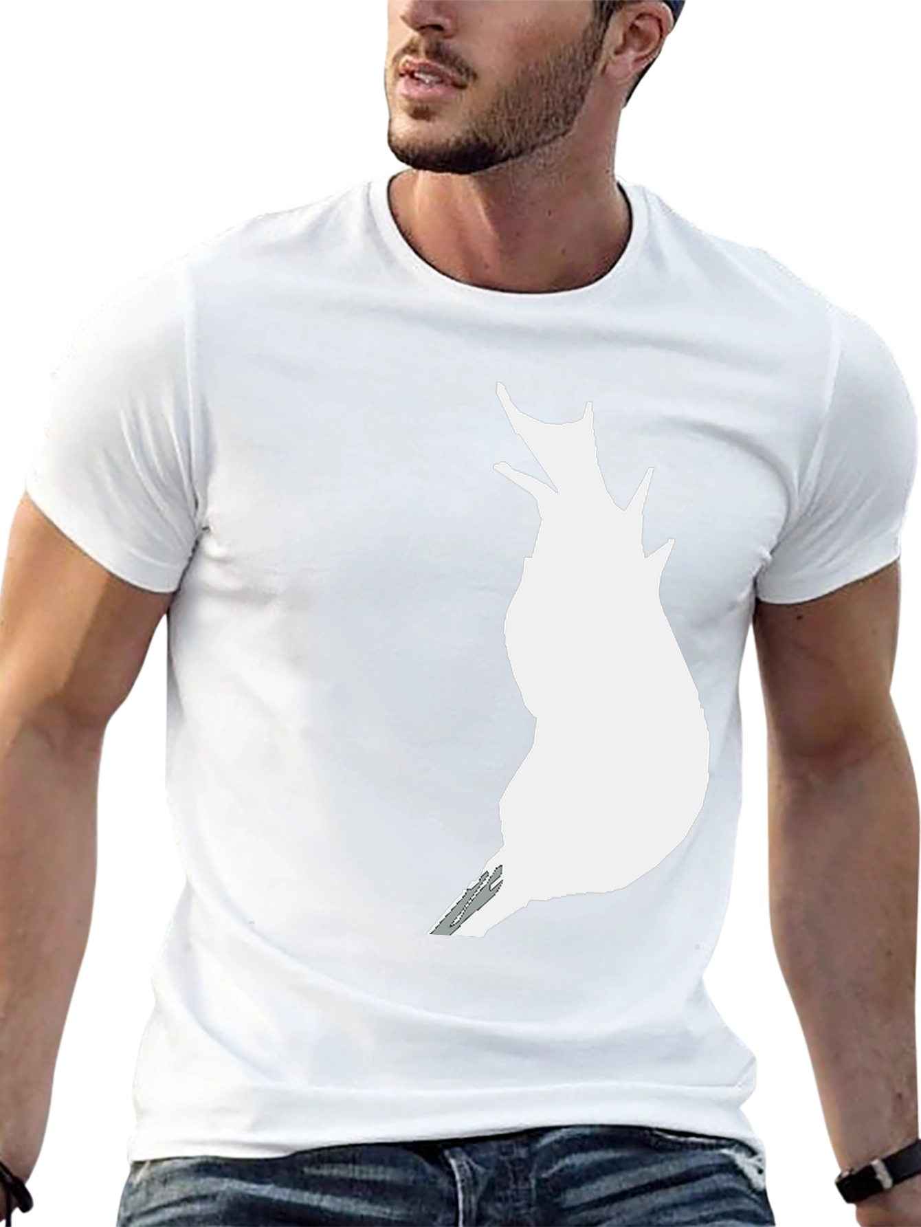 Abstract White Print Black T-Shirt