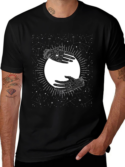 Yin Yang Hands Graphic Tee - Celestial Comfort