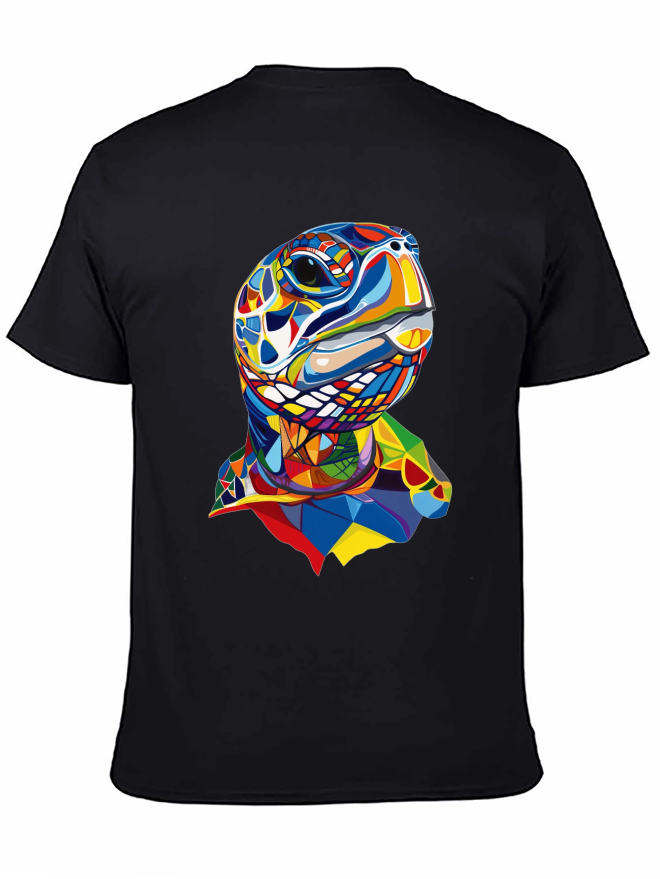 Abstract Turtle Graphic Tee - Stylish Mens Black T-Shirt