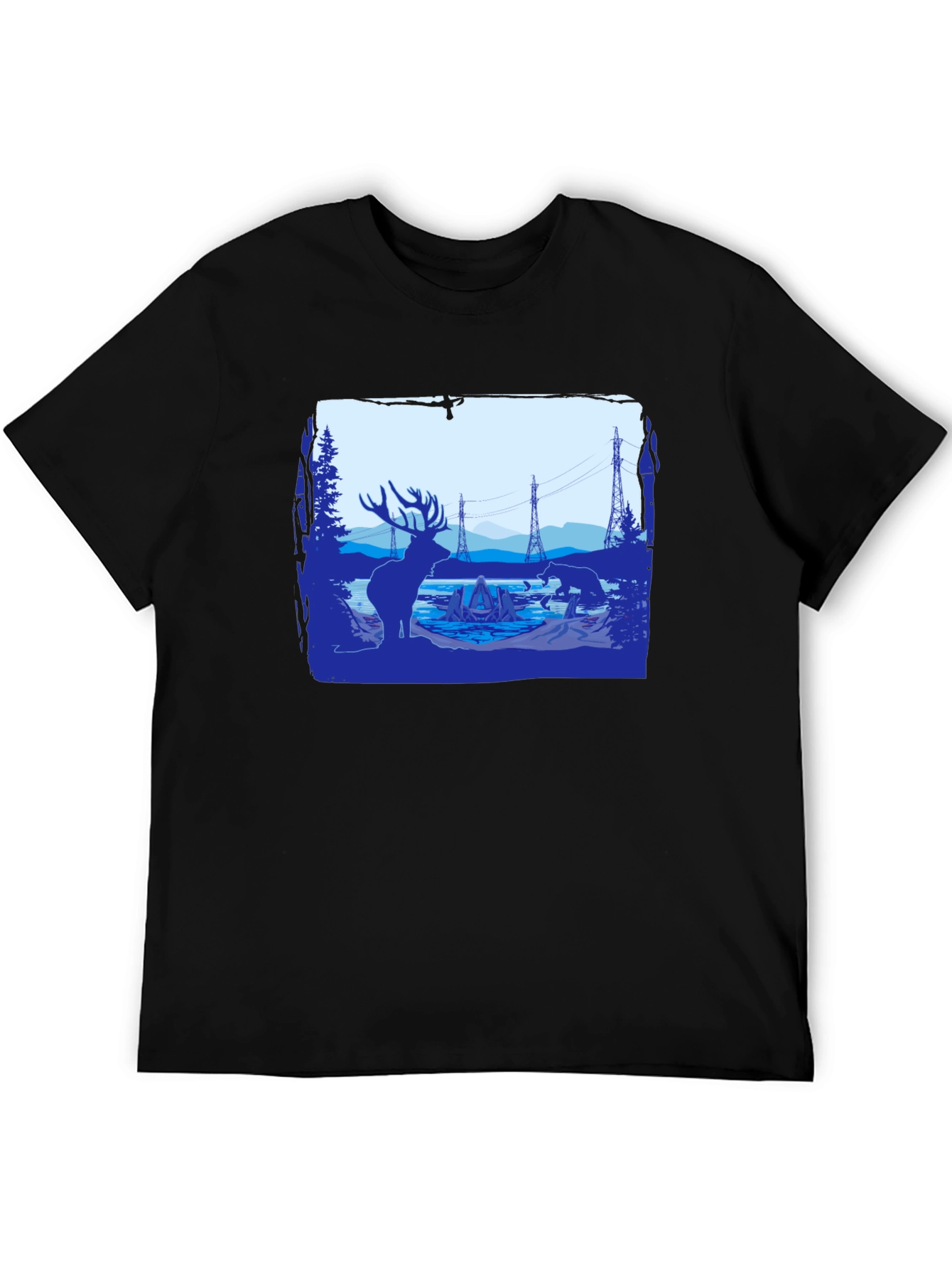 Wildlife Silhouette Graphic Tee - Black