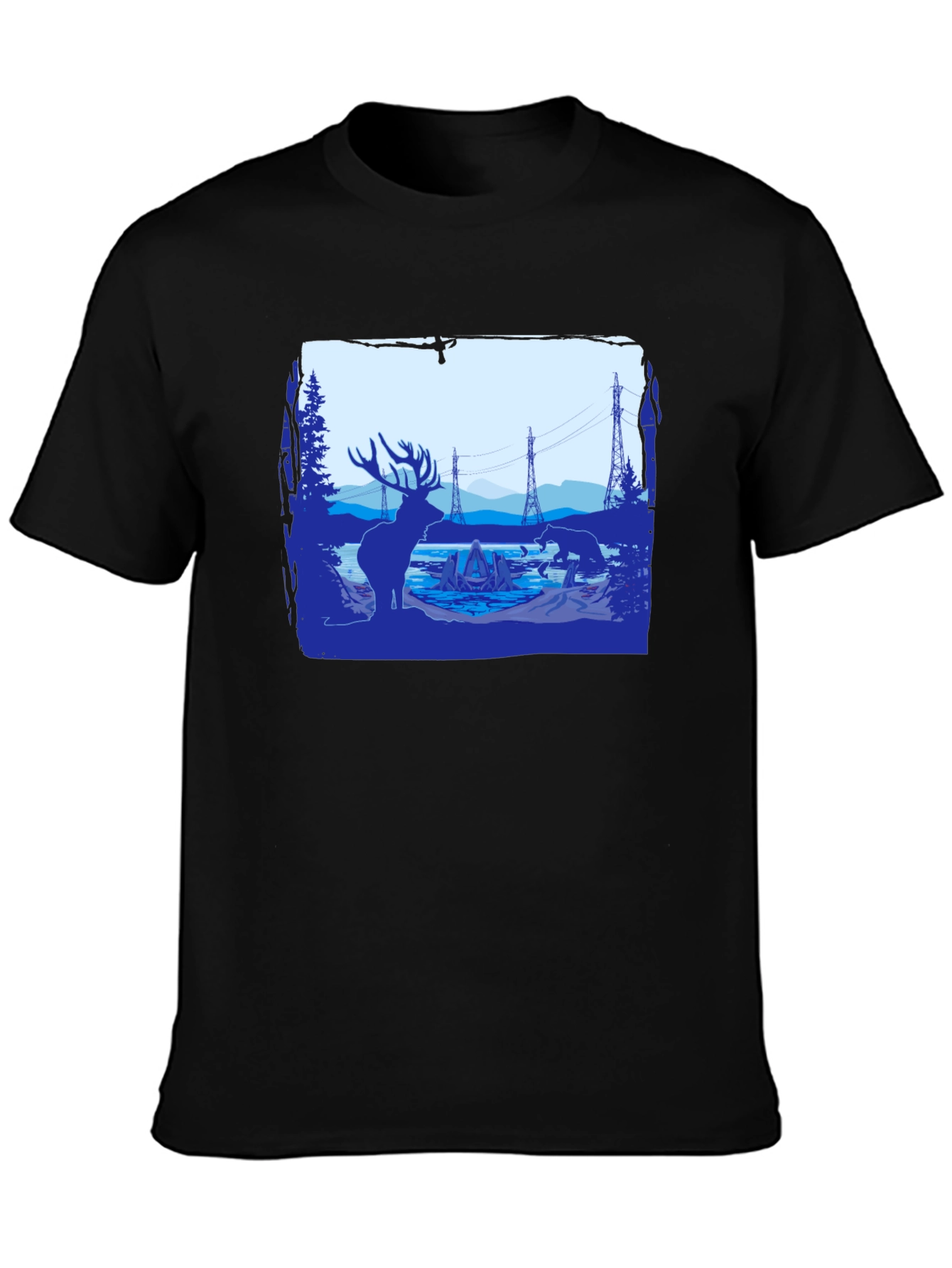 Wildlife Silhouette Graphic Tee - Black
