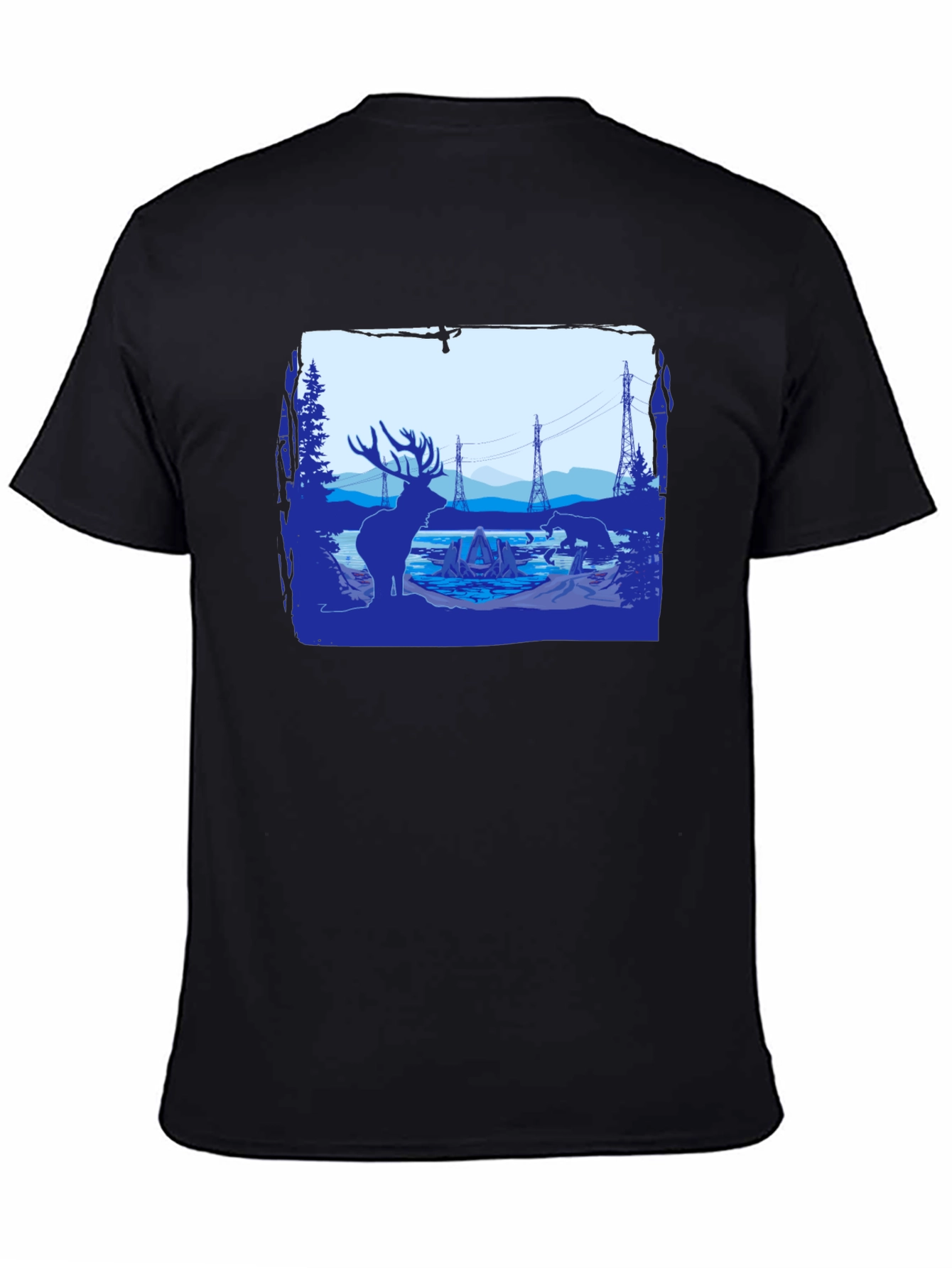 Wildlife Silhouette Graphic Tee - Black