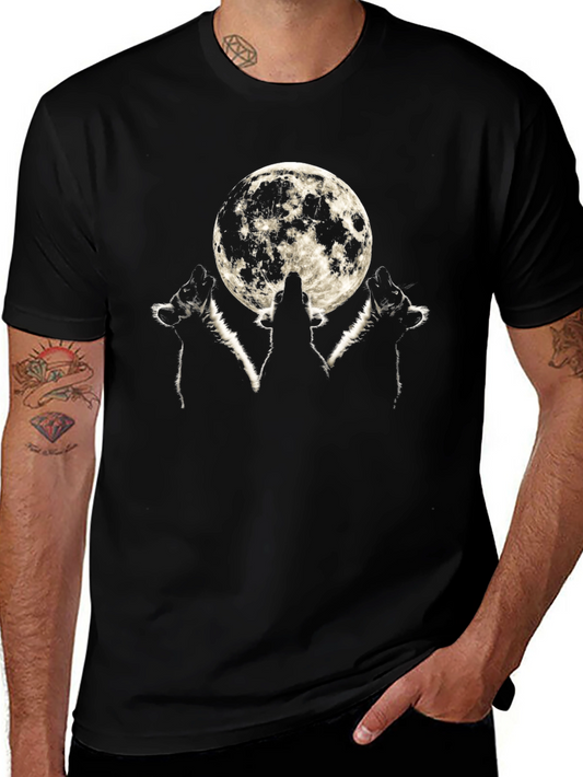 Wolf Moon Graphic Tee - Black Cotton T-Shirt