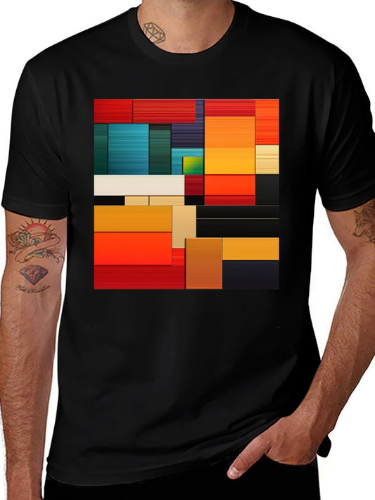 Abstract Geometric Block T-Shirt - Bold Graphic Tee
