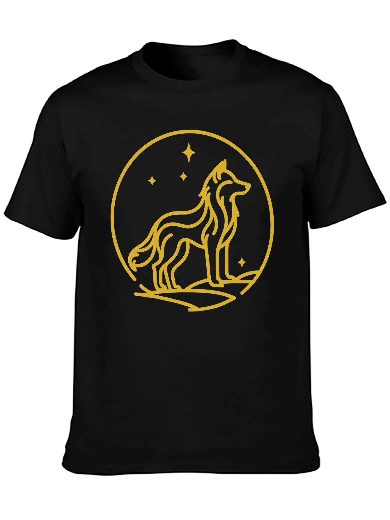 Wolf Circle Graphic Tee - Black