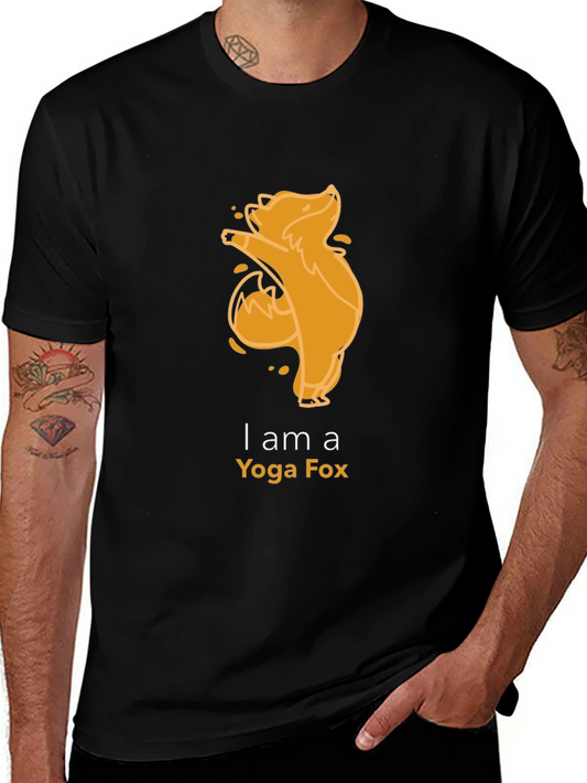 Yoga Fox Graphic Tee - Black Cotton T-Shirt