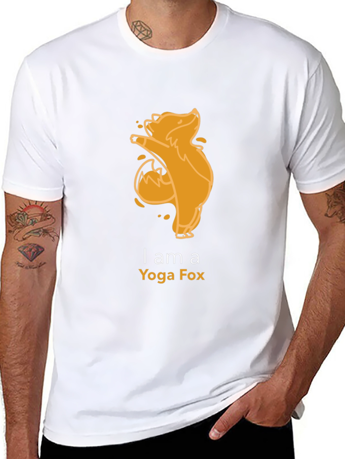 Yoga Fox Graphic Tee - Black Cotton T-Shirt