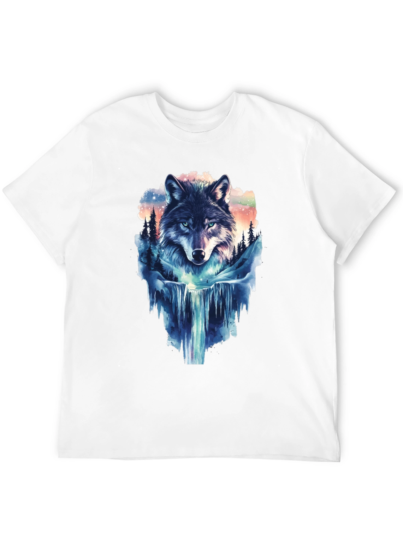 Wolf Waterfall Graphic T-Shirt