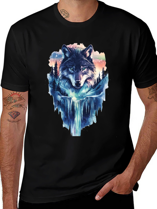 Wolf Waterfall Graphic T-Shirt