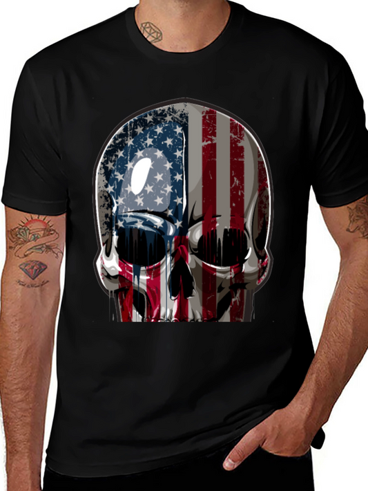 American Flag Skull Graphic T-Shirt