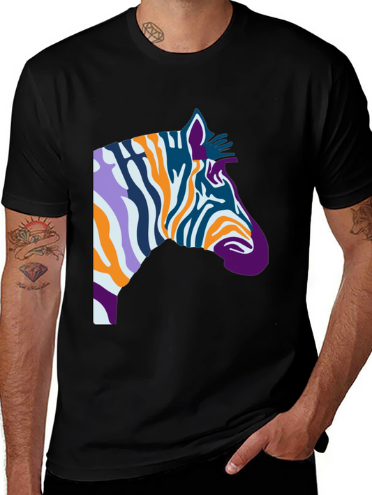 Abstract Zebra Graphic Tee - Cool Casual Style