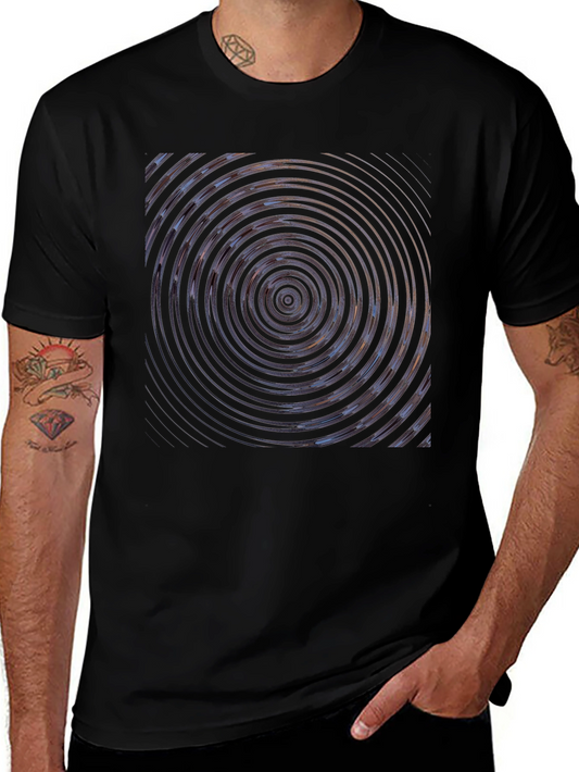 Abstract Circle Graphic Print Black T-Shirt