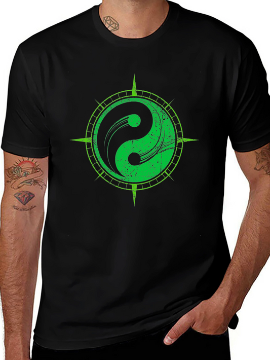Yin Yang Compass Graphic Tee - Black