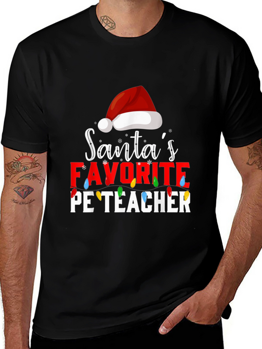 Santas Favorite PE Teacher Holiday T-Shirt