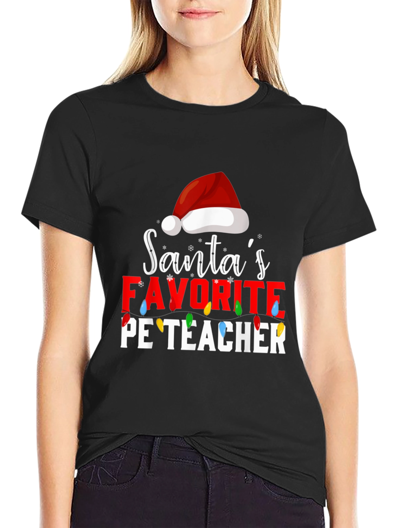 Santas Favorite PE Teacher Holiday T-Shirt