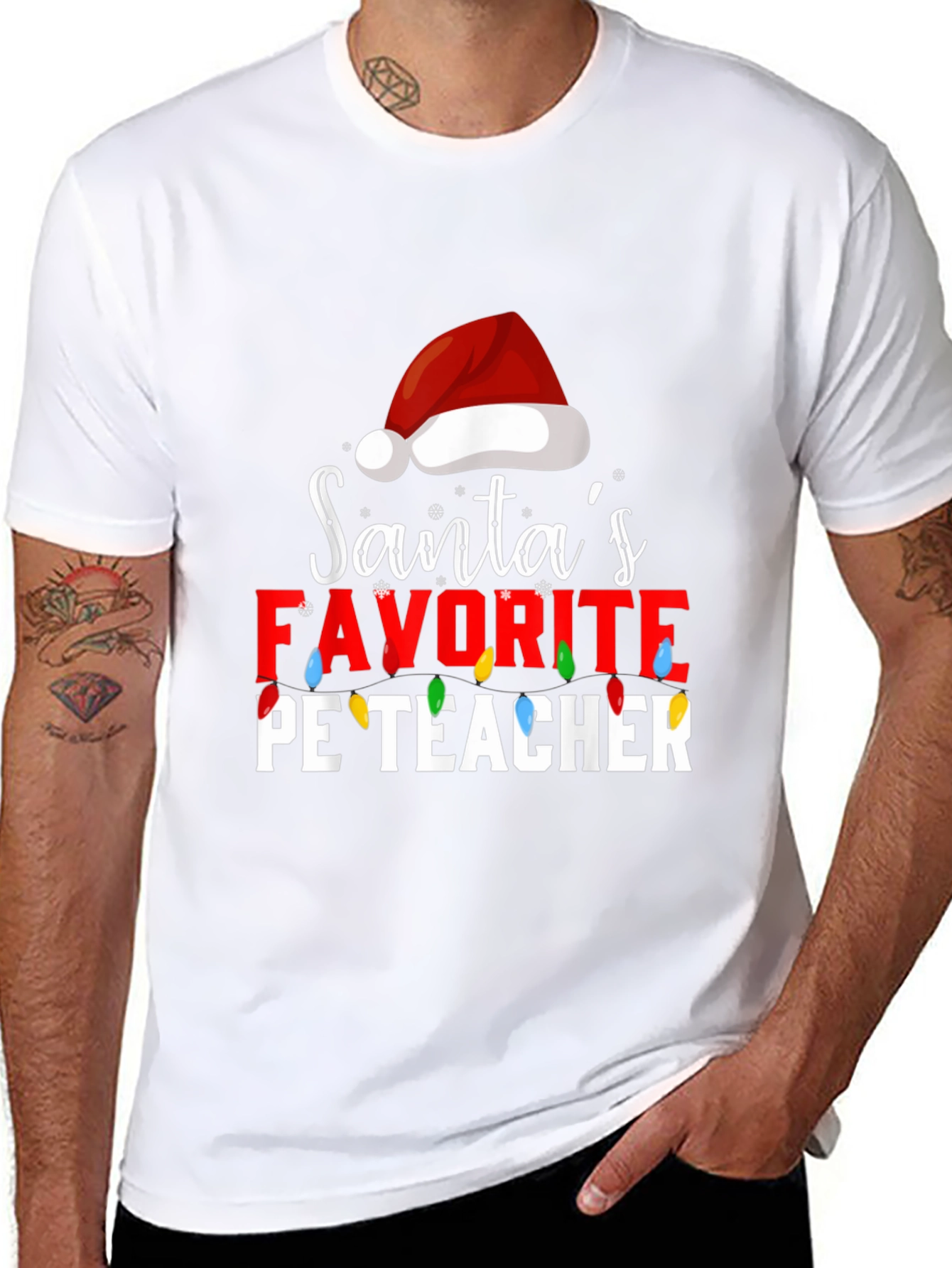 Santas Favorite PE Teacher Holiday T-Shirt