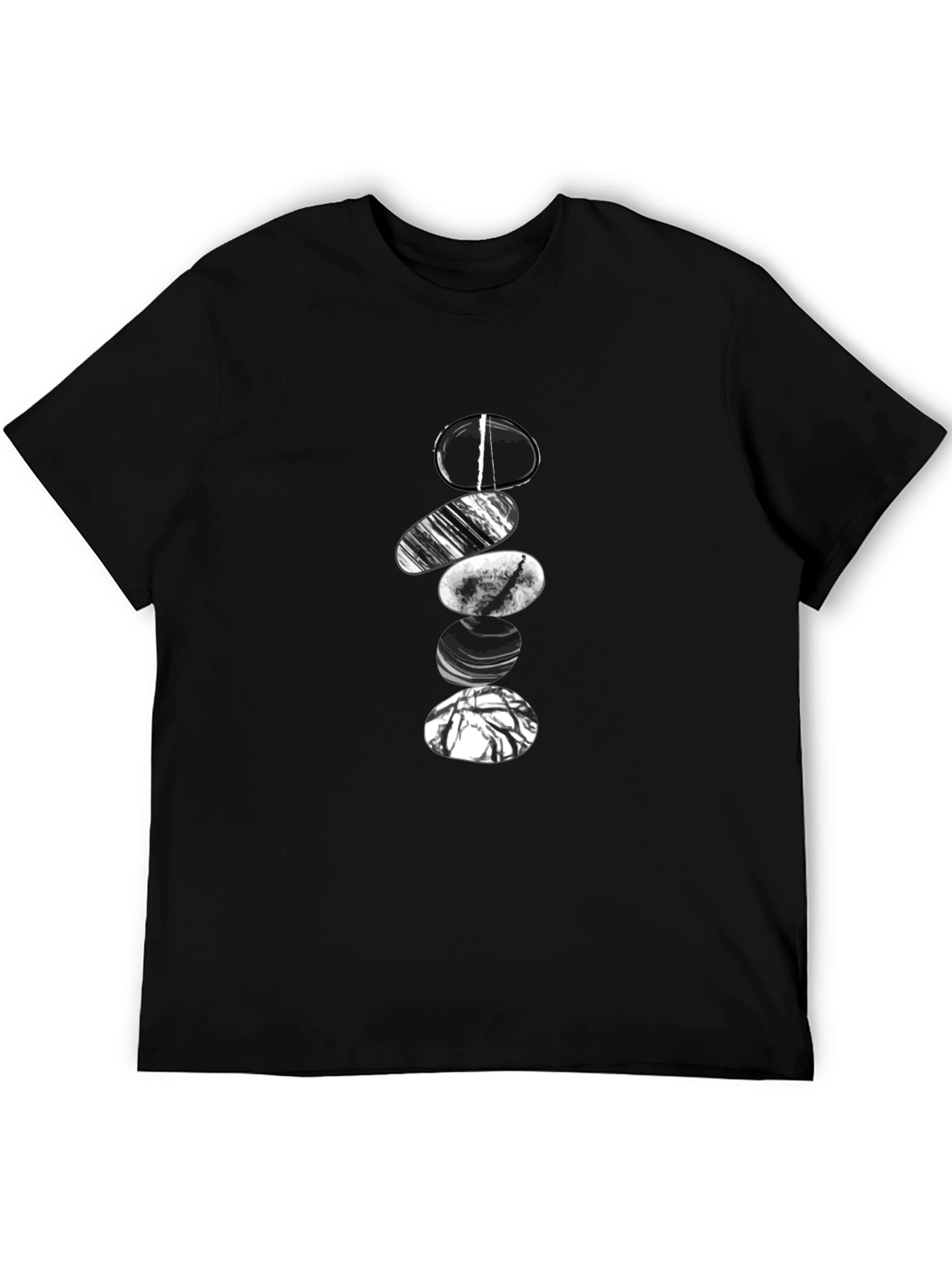Zen Stone Stack Graphic Tee - Black Cotton Blend