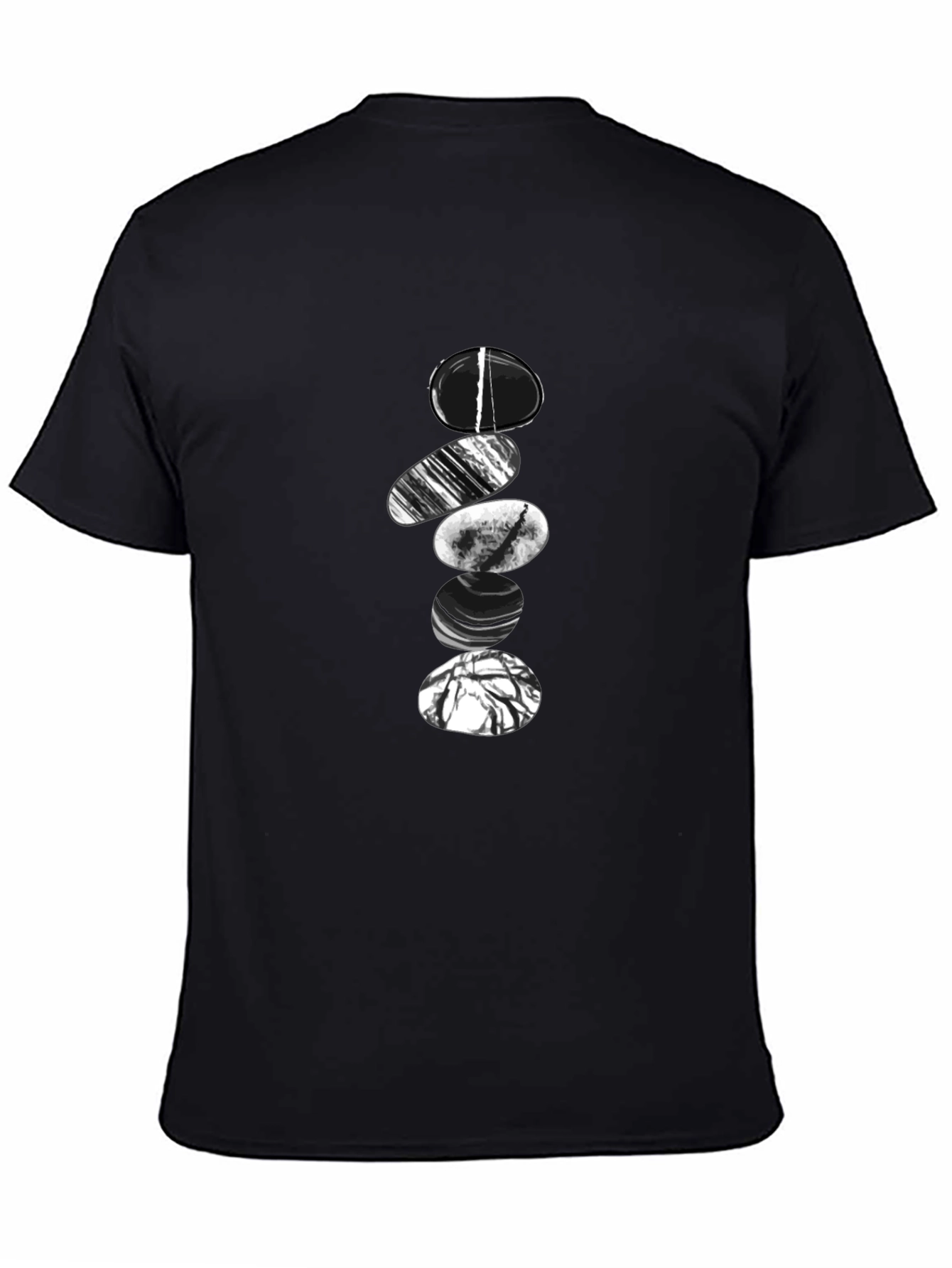 Zen Stone Stack Graphic Tee - Black Cotton Blend