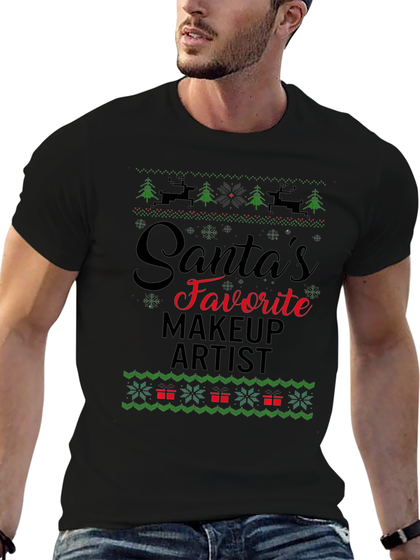 Santas Favorite Makeup Artist Ugly Christmas T-Shirt