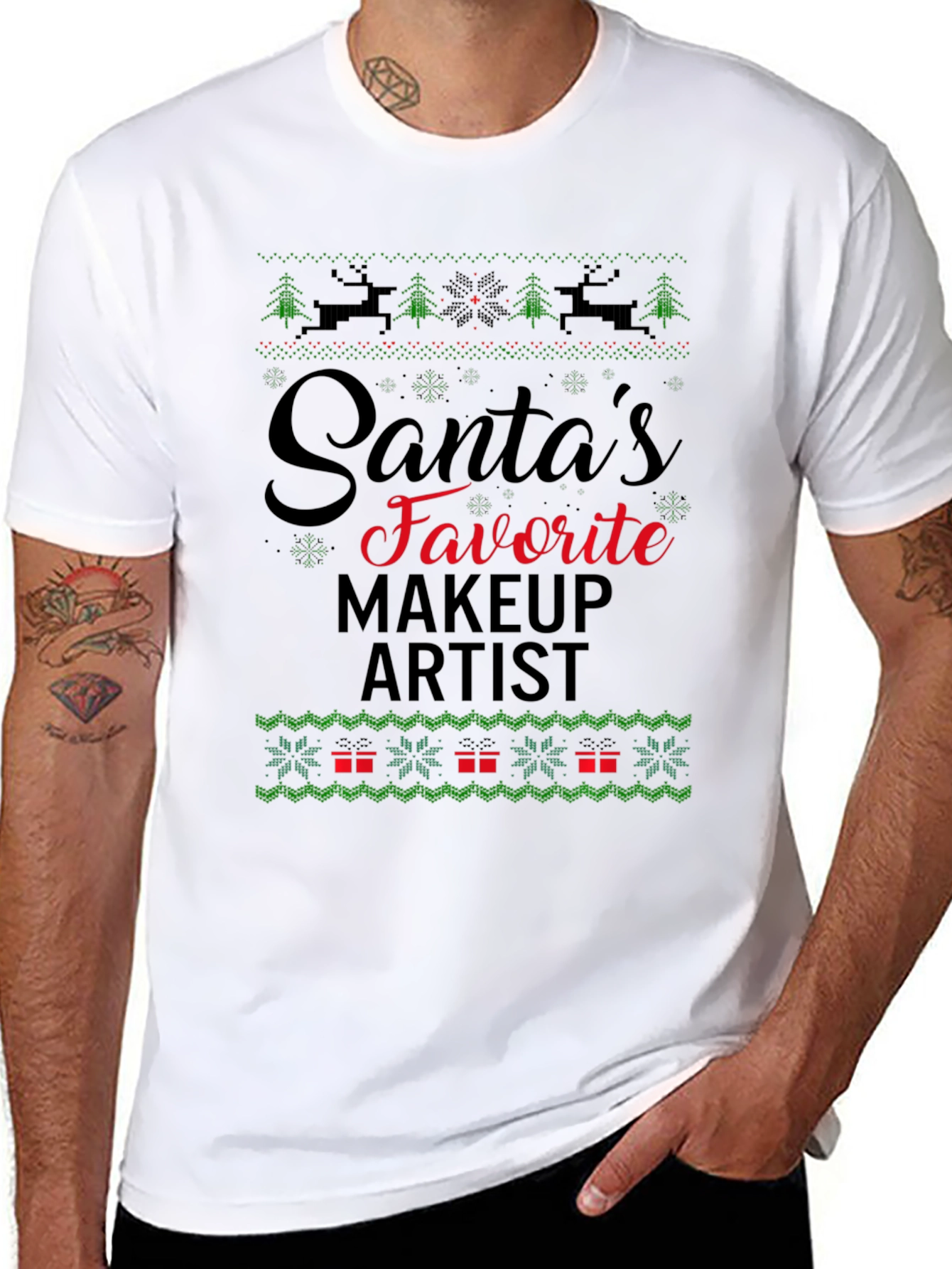 Santas Favorite Makeup Artist Ugly Christmas T-Shirt