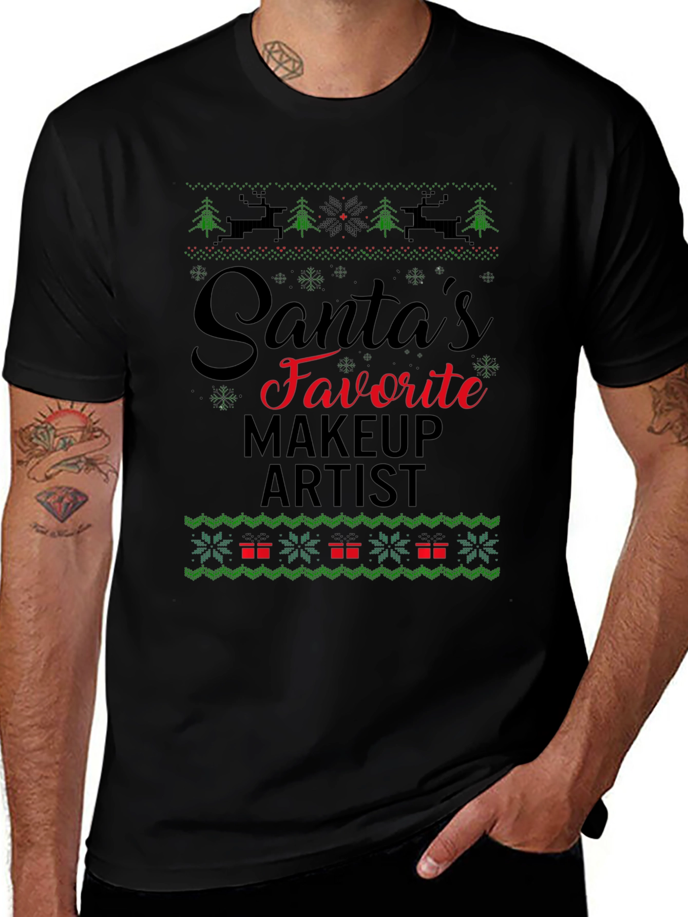Santas Favorite Makeup Artist Ugly Christmas T-Shirt