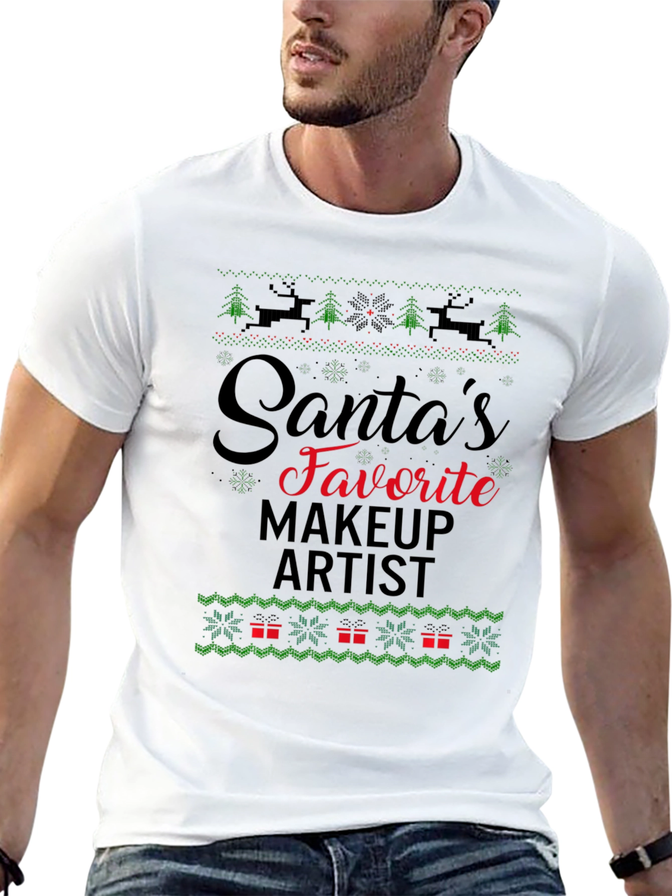 Santas Favorite Makeup Artist Ugly Christmas T-Shirt