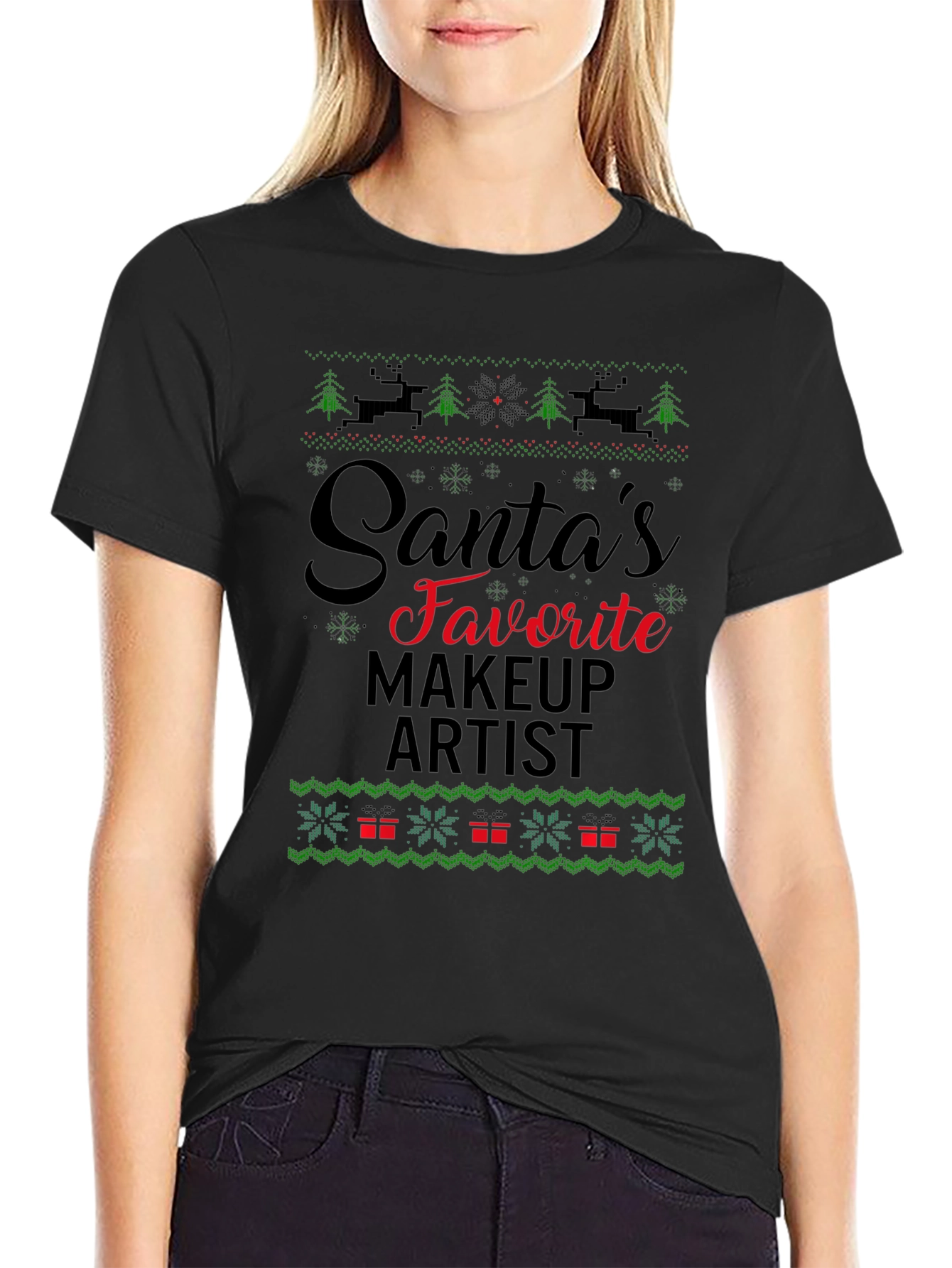 Santas Favorite Makeup Artist Ugly Christmas T-Shirt