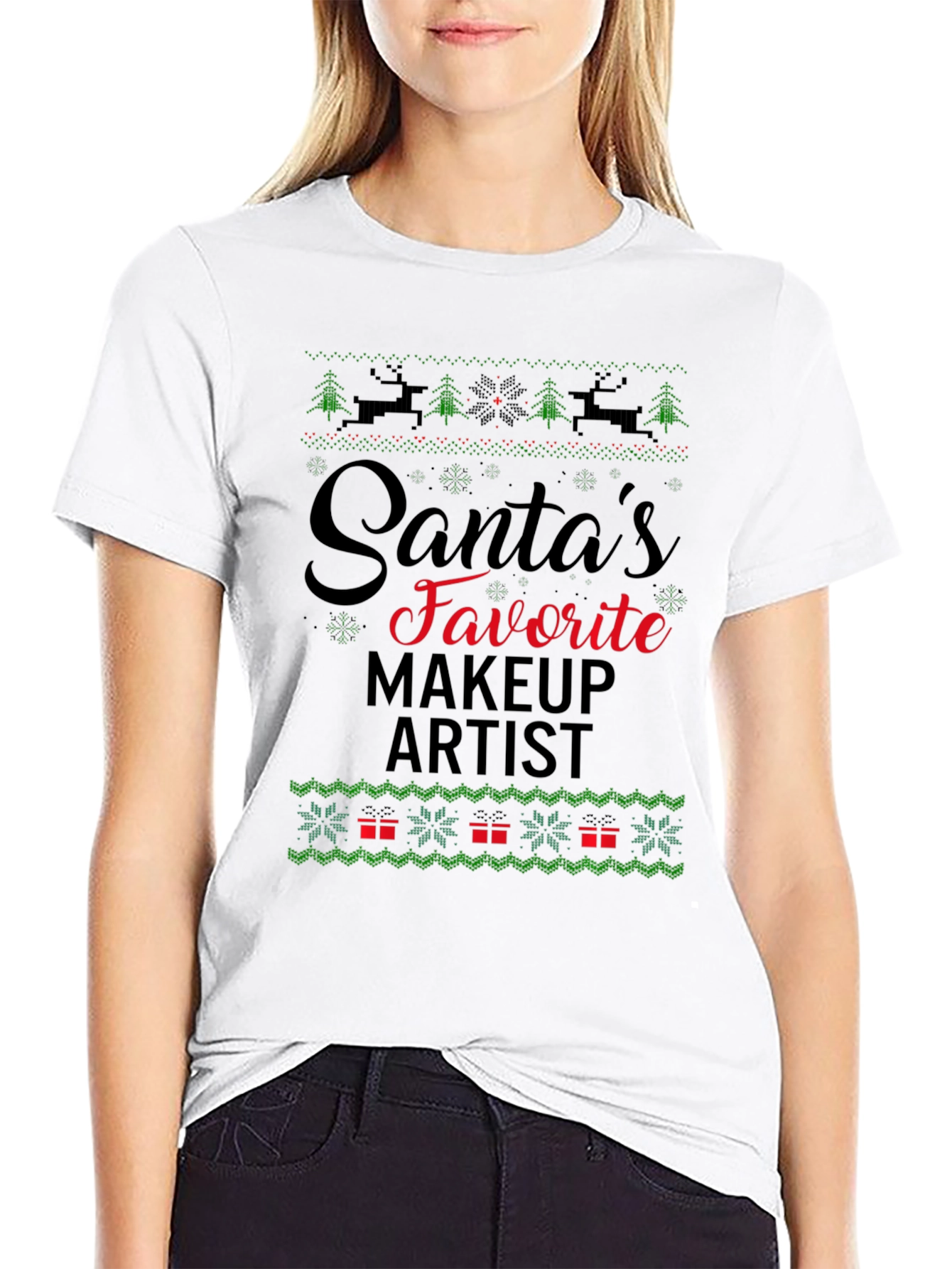 Santas Favorite Makeup Artist Ugly Christmas T-Shirt