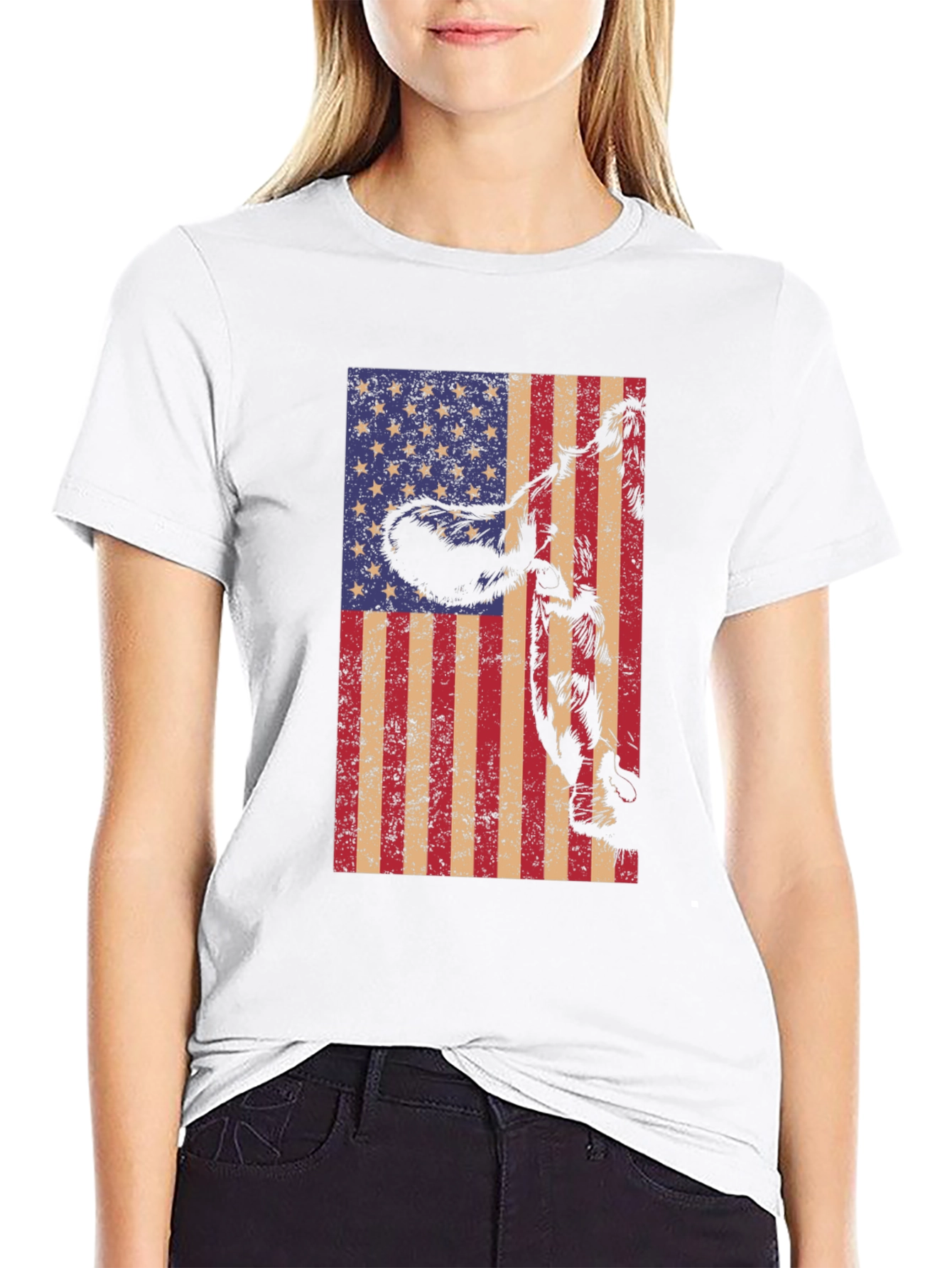 American Flag Cow Graphic Tee - Patriotic Black T-Shirt