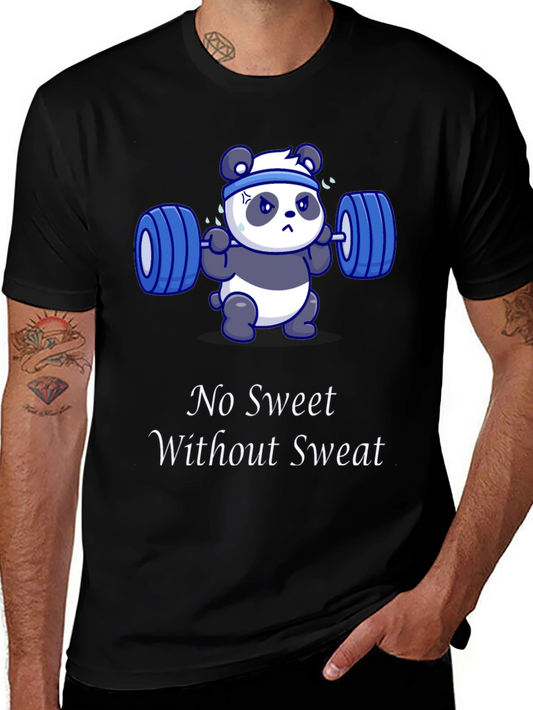 Workout Panda Black T-Shirt - No Sweet Without Sweat
