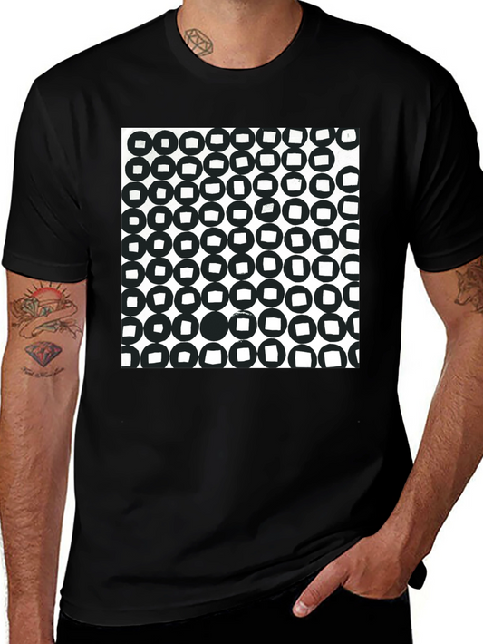 Abstract Circle Pattern Black T-Shirt