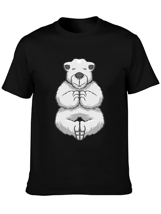 Zen Bear Black T-Shirt: Meditating Polar Bear Tee