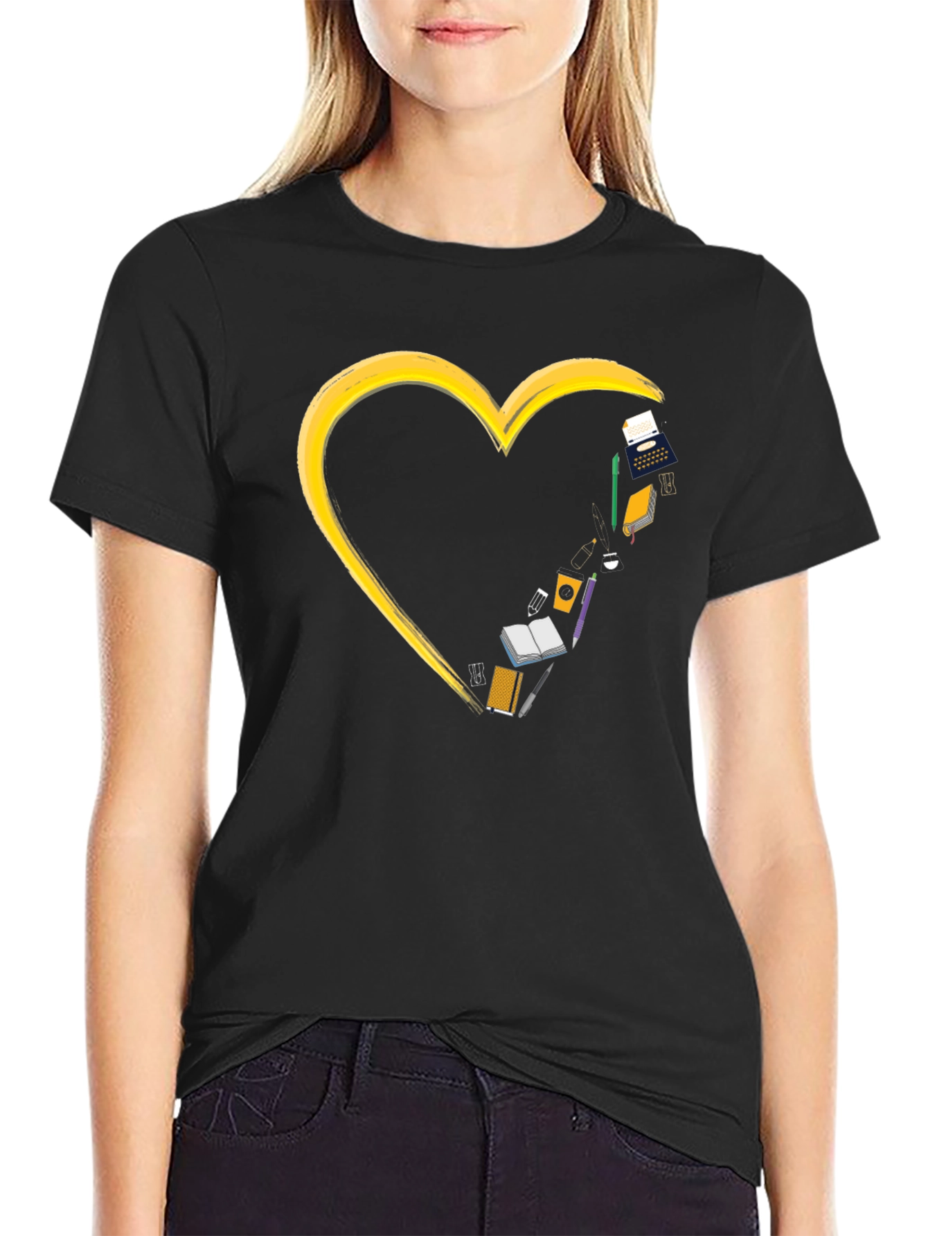 Writers Heart T-Shirt - Black Graphic Tee