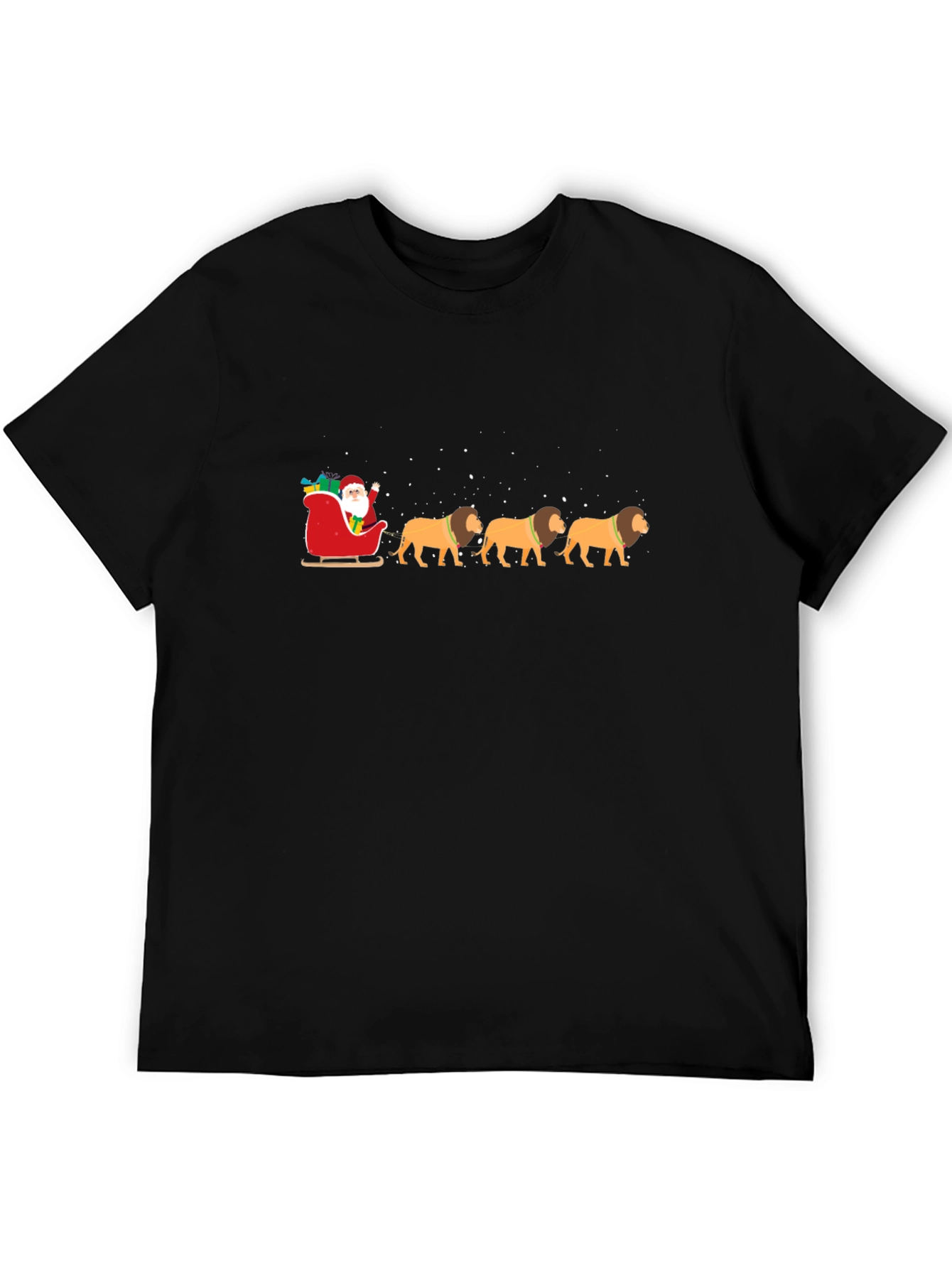 Santa Lion Sleigh Ride T-Shirt