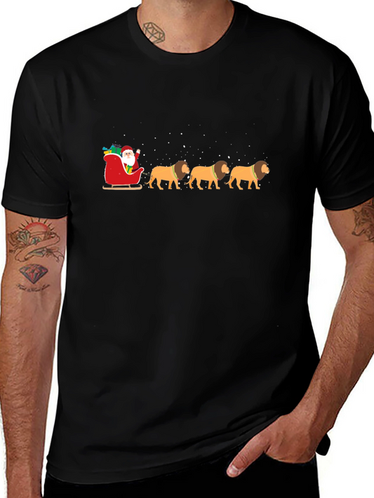 Santa Lion Sleigh Ride T-Shirt