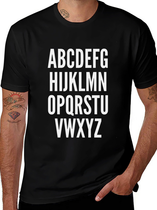Alphabet Letter Print Crew Neck T-Shirt
