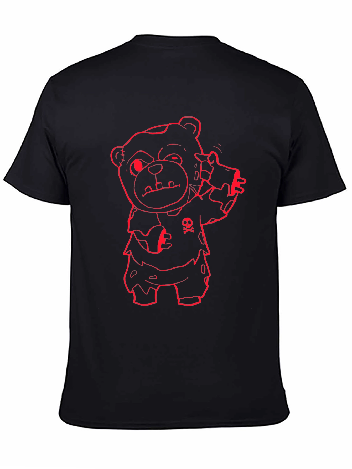 Zombie Teddy Bear Graphic Tee - Mens Black T-Shirt