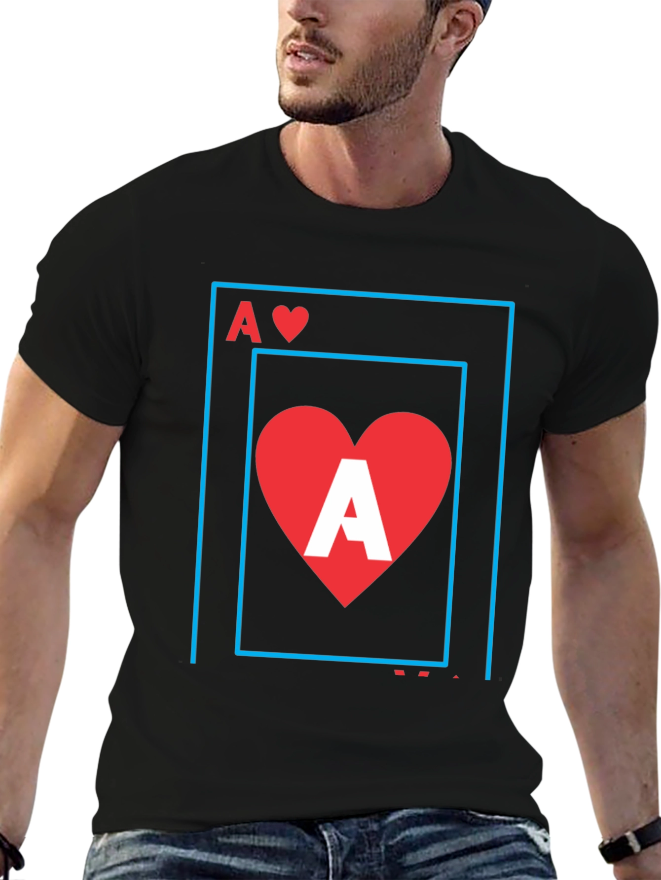 Ace of Hearts Graphic Tee - Stylish Black T-Shirt