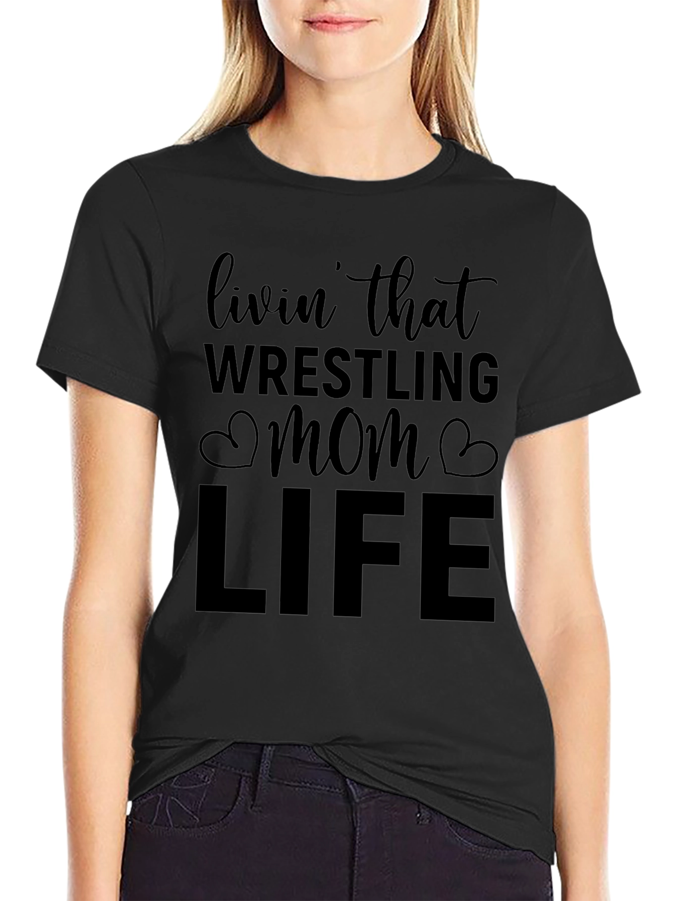 Wrestling Mom Life Black T-Shirt
