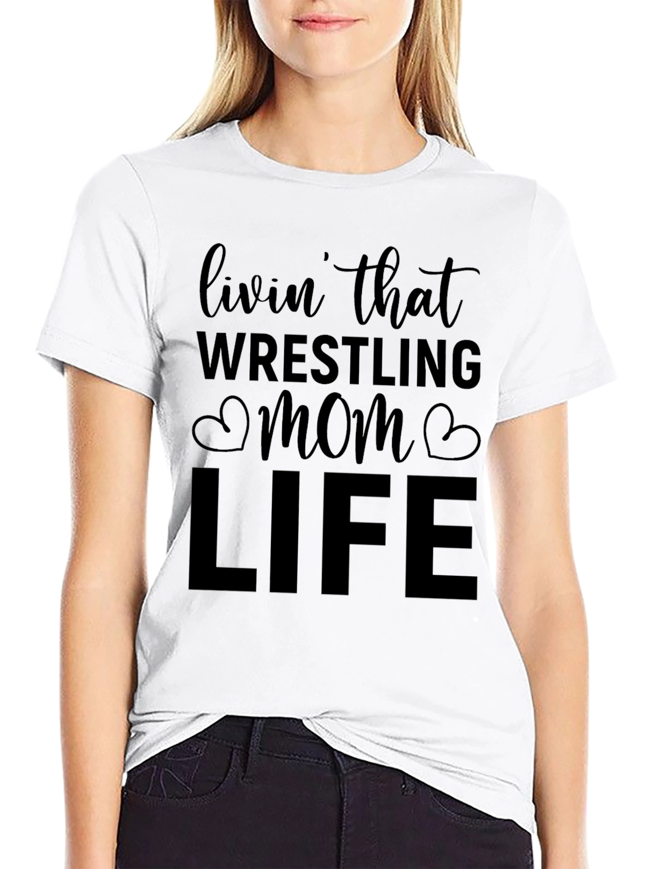 Wrestling Mom Life Black T-Shirt