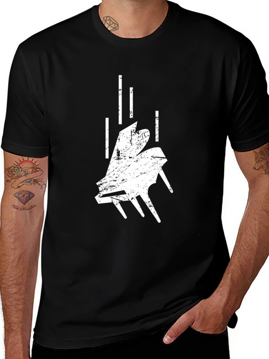 Abstract Falling Piano Black T-Shirt