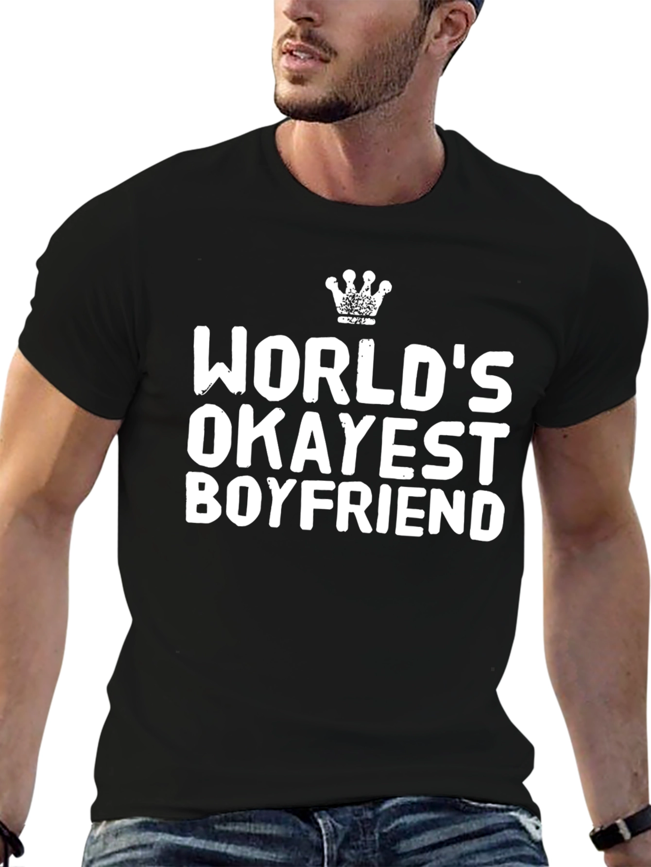 Worlds Okayest Boyfriend Black T-Shirt